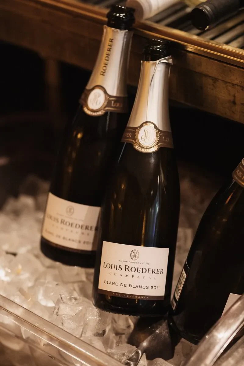 Louis Roederer Blanc de Blancs 2011 champagne bottles chilled in ice