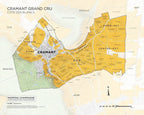 Cramant Grand Cru Côte des Blancs vineyard map with vineyard plots and surrounding villages.