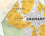 Detailed vineyard map of Cramant Grand Cru Côte des Blancs with vineyard names