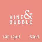 Vine & Bubble $300 gift card on a pink background