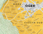 Detailed Oger Grand Cru vineyard map showing vineyard plots and terrain lines